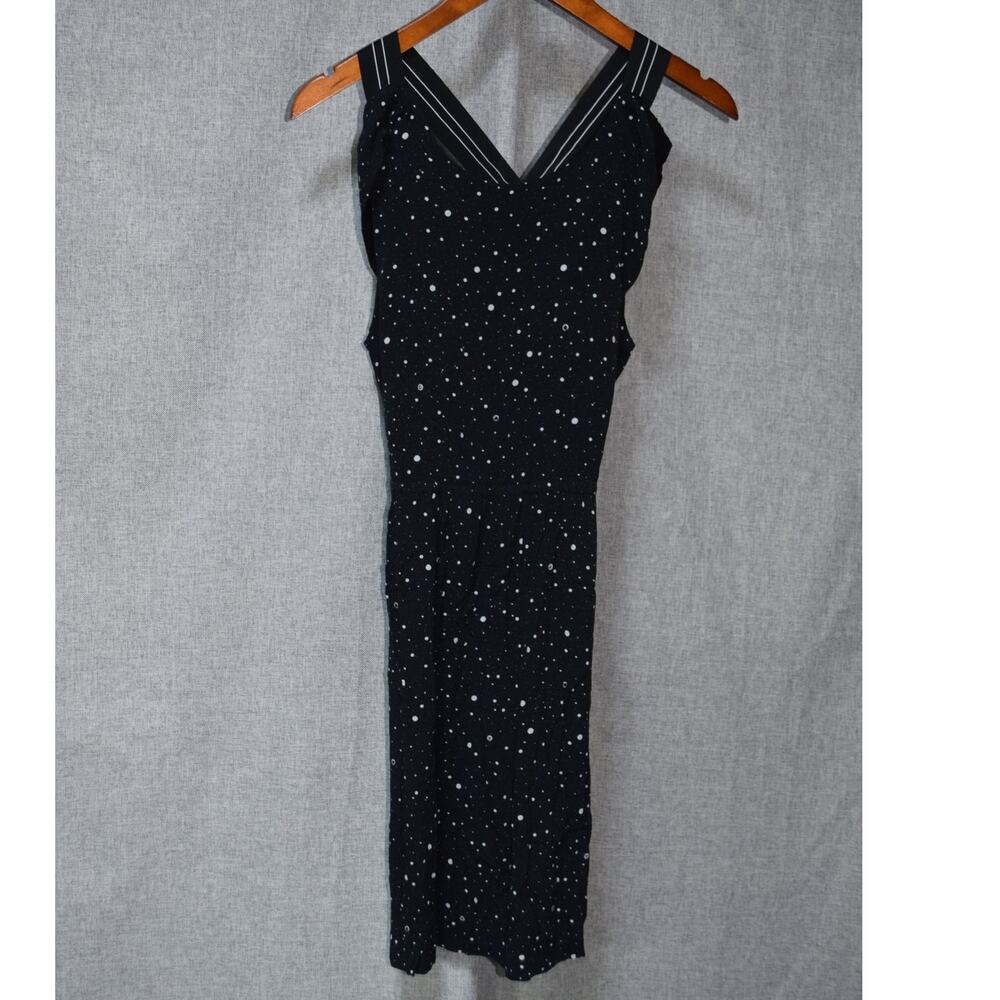 Cop.Copine Black Star Print Midi Dress Strappy Back Designer EU 38